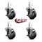 Service Caster 3.5'' Thermo Rubber Swivel 7/16'' Grip Ring Stem Caster Set with Brake, 4PK SCC-GR20S3514-TPRB-TLB-716138-4 - alternate 3